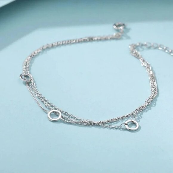 Dainty 925 Sterling Silver Circle Chain Bracelet - Picture 4 of 6